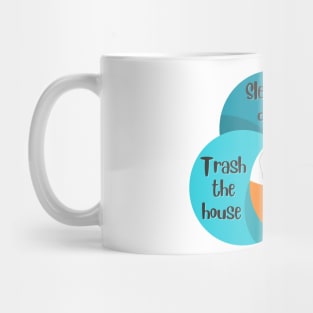 Venn Diagram Cat Sleep all day Trash the house Scream at night Mug